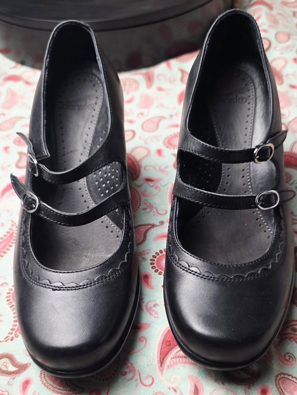 Dansko Babette Josie Black Double-Strap Mary Jane Heels ~ 36